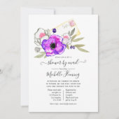 トレンディー水彩フローラベビーシャワーbyメール 招待状 (正面)