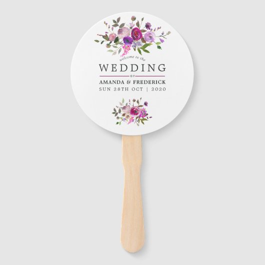 トレンディー水彩フローラ結婚式の引き出物 ハンドファン (正面)