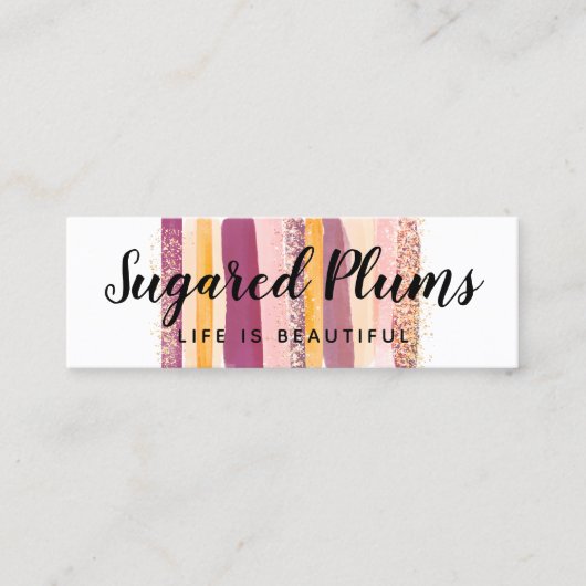 トレンディー水彩プラムパープル&金ゴールドソーシャルメディア スキニー名刺 (正面)