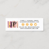 トレンディー水彩プラムパープル&金ゴールドソーシャルメディア スキニー名刺 (裏面)