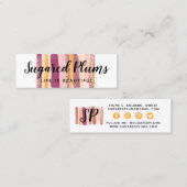 トレンディー水彩プラムパープル&金ゴールドソーシャルメディア スキニー名刺 (正面/裏面)