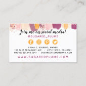 トレンディー水彩プラムパープル&金ゴールドソーシャルメディア 名刺 (裏面)