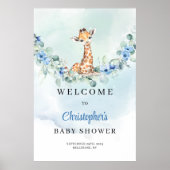 トレンディー水彩ベビーキリン赤ちゃんシャワー歓迎 ポスター (正面)