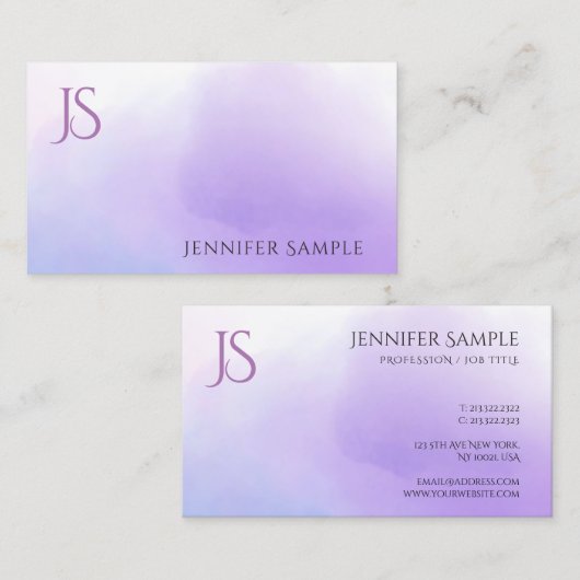 トレンディー水彩モノグラムシンプルモダンテンプレート 名刺 (正面/裏面)