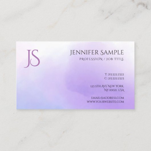トレンディー水彩モノグラムシンプルモダンテンプレート 名刺 (裏面)