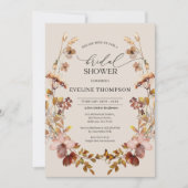 トレンディー水彩ワイルドフラワーリース秋 招待状 (正面)