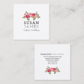 トレンディー水彩ヴィンテージバラフローラ スクエア名刺 (正面/裏面)