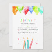 トレンディー水彩任意の年齢の誕生日パーティー招待状 招待状 (正面)