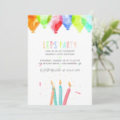トレンディー水彩任意の年齢の誕生日パーティー招待状 招待状 (スタンド正面)