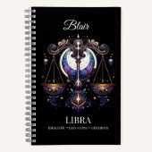 トレンディー水彩天秤座〔占星術の〕十二宮図ジャーナル ノートブック (正面)