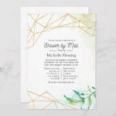 トレンディー水彩幾何ブライダルシャワーバイメール 招待状 (正面/裏面)