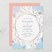 トレンディー水彩幾何結婚式招待状 招待状 (正面/裏面)