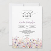 トレンディー水彩春ワイルドフラワーブライダルシャワー 招待状 (正面)