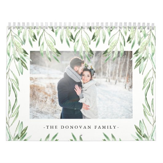 トレンディー水彩植物葉類 |写真 カレンダー (カバー)
