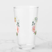 トレンディー水彩牡丹の花 |モノグラム タンブラーグラス (左)