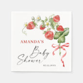 トレンディー水彩牧草地いちご赤ちゃんシャワー スタンダードカクテルナプキン (正面)