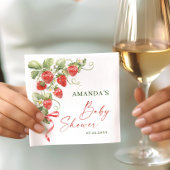 トレンディー水彩牧草地いちご赤ちゃんシャワー スタンダードカクテルナプキン