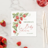 トレンディー水彩牧草地いちご赤ちゃんシャワー スタンダードカクテルナプキン (インサイチュ)