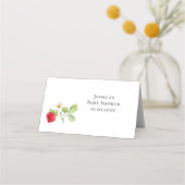 トレンディー水彩牧草地いちご赤ちゃんシャワー プレイスカード (裏面)