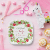 トレンディー水彩牧草地いちご赤ちゃんシャワー ペーパープレート (パーティー)