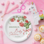 トレンディー水彩牧草地いちご赤ちゃんシャワー ペーパープレート (パーティー)