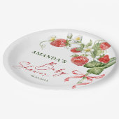 トレンディー水彩牧草地いちご赤ちゃんシャワー ペーパープレート (アングル)