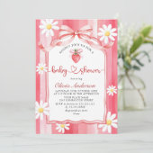 トレンディー水彩牧草地いちご赤ちゃんシャワー 招待状 (スタンド正面)