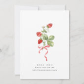 トレンディー水彩牧草地いちご赤ちゃんシャワー 招待状 (裏面)