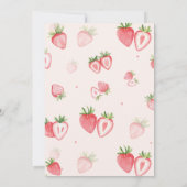 トレンディー水彩牧草地いちご赤ちゃんシャワー 招待状 (裏面)