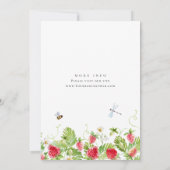 トレンディー水彩牧草地いちご赤ちゃんシャワー 招待状 (裏面)