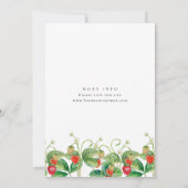 トレンディー水彩牧草地いちご赤ちゃんシャワー 招待状 (裏面)