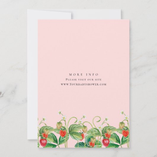 トレンディー水彩牧草地いちご赤ちゃんシャワー 招待状 (裏面)