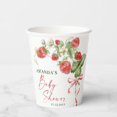 トレンディー水彩牧草地いちご赤ちゃんシャワー 紙コップ (裏面)