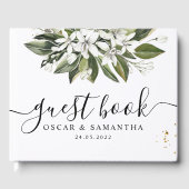 トレンディー水彩白花葉類 ゲストブック (正面)
