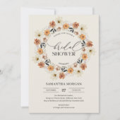 トレンディー水彩秋ワイルドフラワーブライダルシャワー 招待状 (正面)