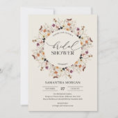 トレンディー水彩秋ワイルドフラワーブライダルシャワー 招待状 (正面)