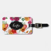 トレンディー水彩色のカラフル春の花 ラゲッジタグ (正面横)