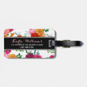 トレンディー水彩色のカラフル春の花 ラゲッジタグ (裏面横)