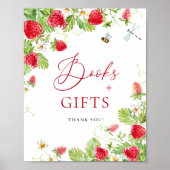 トレンディー水彩色のベビシャワー用ストロベリーブック ポスター (正面)