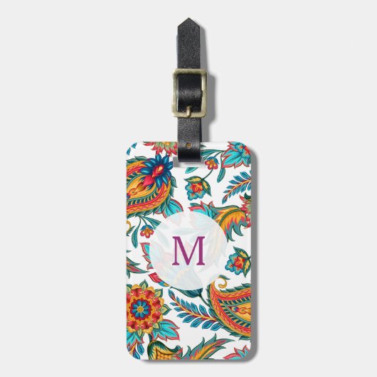 トレンディー水彩色カラフルペイズリー ラゲッジタグ (正面縦)