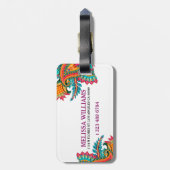 トレンディー水彩色カラフルペイズリー ラゲッジタグ (裏面縦)