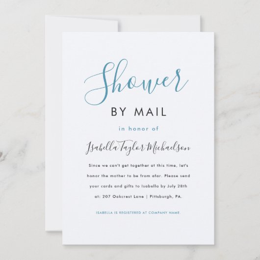 トレンディー水彩色ストライプのシャワーbyメール 招待状 (正面)