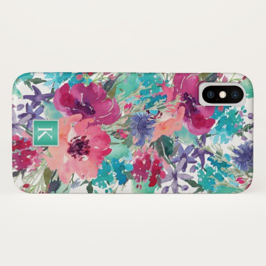 トレンディー水彩花の模様（モノグラム） Case-Mate iPhoneケース (裏面(横))