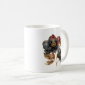 トレンディー水彩金ゴールドブラックとブルゴーニュの花 コーヒーマグカップ (正面右)