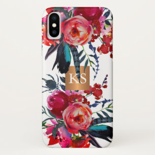 トレンディー水彩青銅金銅モノグラム iPhone X ケース