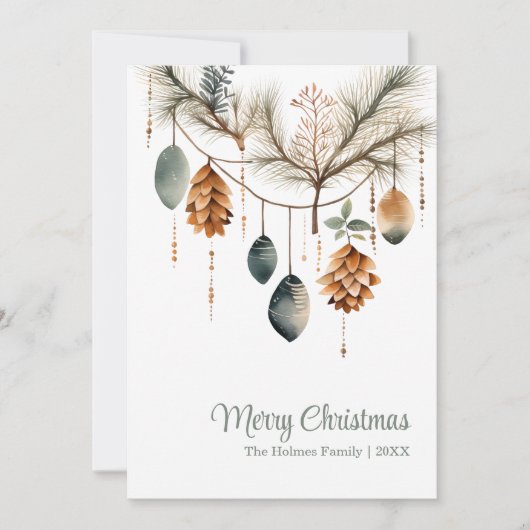トレンディー水彩非写真クリスマス シーズンカード (正面)