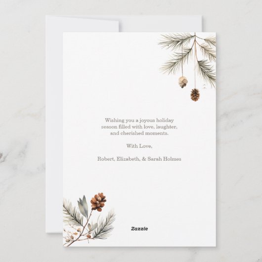 トレンディー水彩非写真クリスマス シーズンカード (裏面)