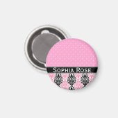 トレンディー水玉模様の名前のダマスクパターン マグネット (正面/裏面)