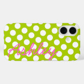 トレンディー水玉模様パターン名 – 緑ピンク Case-Mate iPhoneケース (裏面 (横))