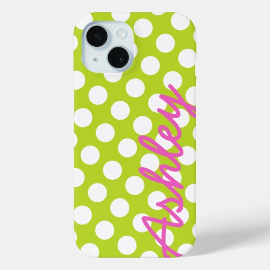 トレンディー水玉模様パターン名 – 緑ピンク Case-Mate iPhoneケース (裏面)